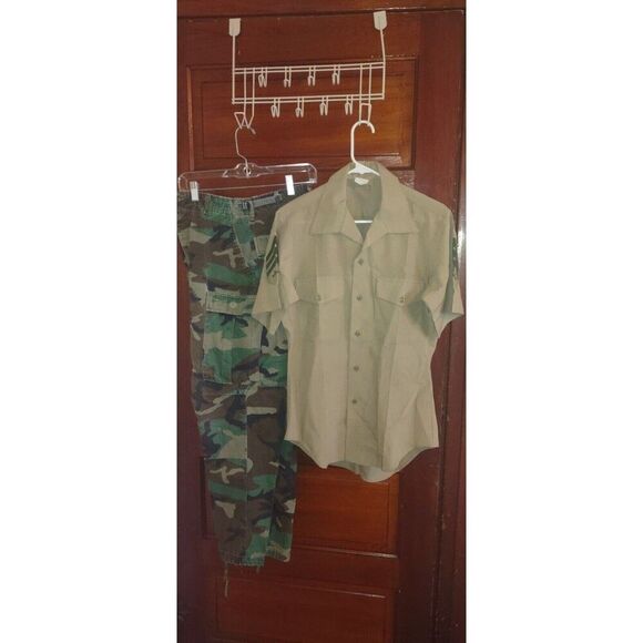 USMC Uniform SGT Rank Service Khaki Shirt SZ 15 & Camo Pants SZ Small Regular - Picture 14 of 14